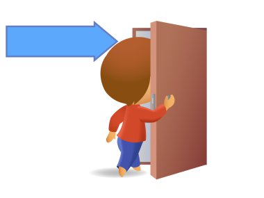 Men come in to the door clipart