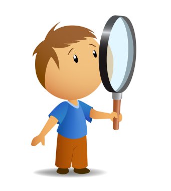 Boy with big magnifer clipart