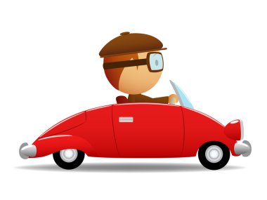 Driver in the red car clipart