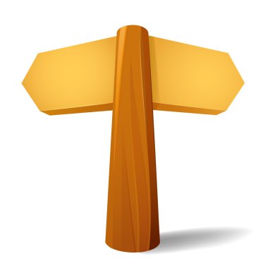 Wooden post pointer with arrow direction. clipart