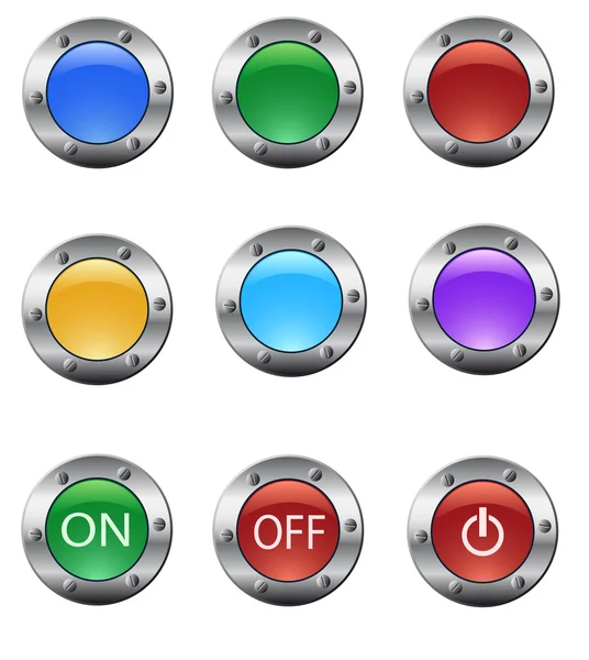 Set de boutons metall en verre couleur — Image vectorielle