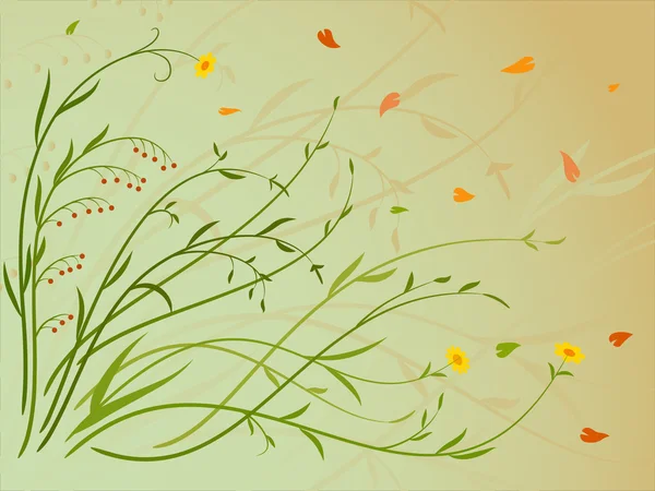 抽象的茎叶及草与背景，叶秋. — 图库矢量图片