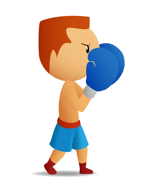 Boxer şort ve mavi eldiven savunma egzersiz yapmak — Stok Vektör