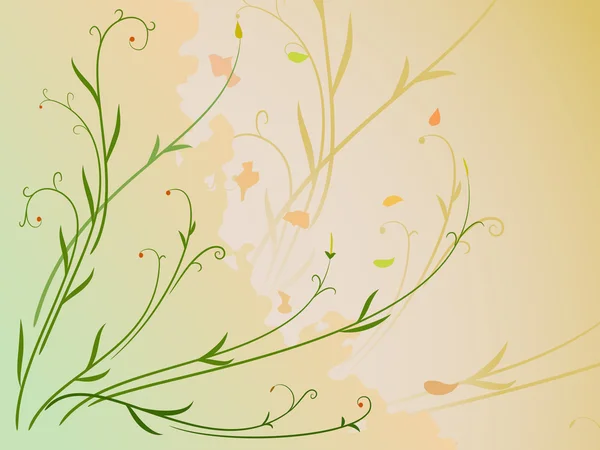蒸気葉と果実を持つ花 backgrauond — ストックベクタ