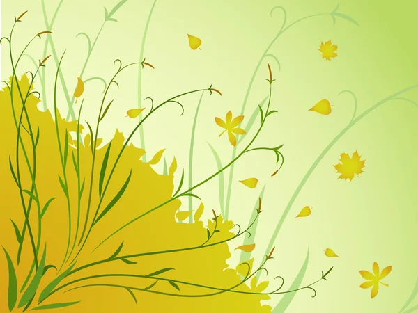 Arrière-plan automne floral, feuilles de tige . — Image vectorielle