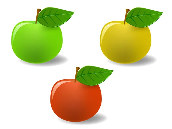 Ensemble de pommes colorées — Image vectorielle