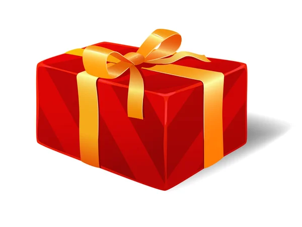 Boîte cadeau à rayures rouges avec ruban et noeud papillon — Image vectorielle