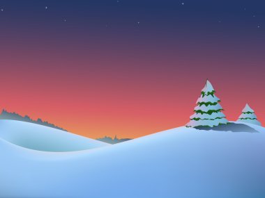 Winter christmas landscape with fir-trees clipart