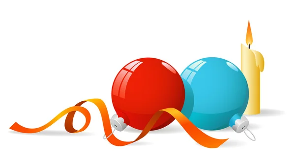 Дві ялинкові блискучі кульки — стоковий вектор