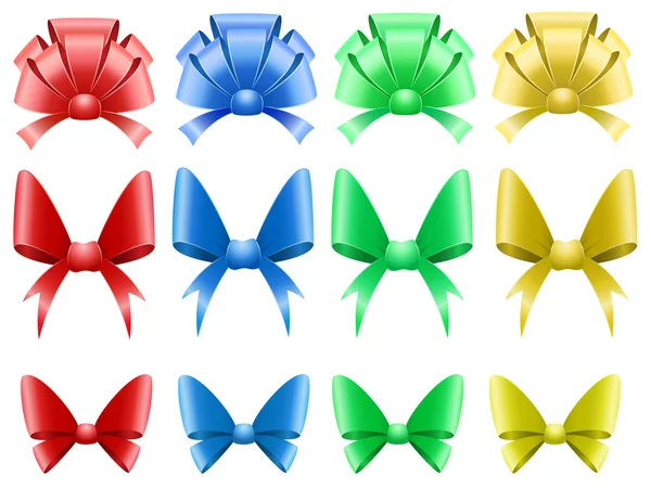 stock vector Set of colored shiny decoration bows