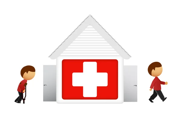 Medical house with patient — Stock Vector