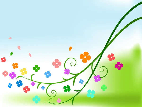 Kıvrık dallar ile soyut renkli çiçekler — Stok Vektör