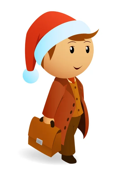 Карикатурный рождественский бизнесмен с портфелем — стоковый вектор