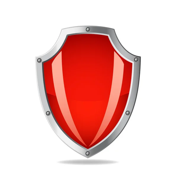 Vetor escudo metálico vermelho sobre fundo branco — Vetor de Stock