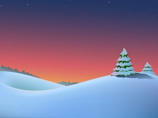 Zima Boże Narodzenie krajobraz z choinki — Wektor stockowy
