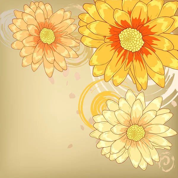 Flores naranjas con diseños de adornos para tarjetas de felicitación — Vector de stock