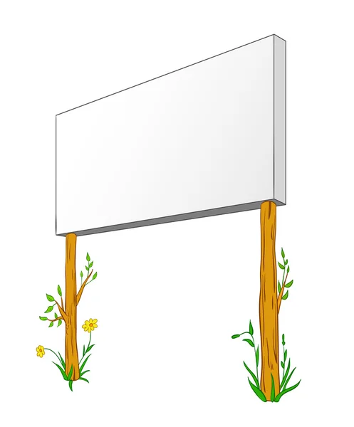 Panneau d'affichage vierge Sur colonne en bois — Image vectorielle