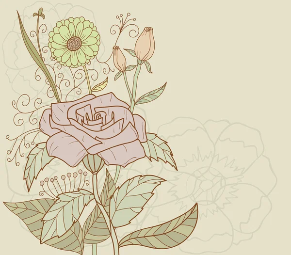 美しい自然レトロな装飾花ベクトルの背景 — ストックベクタ
