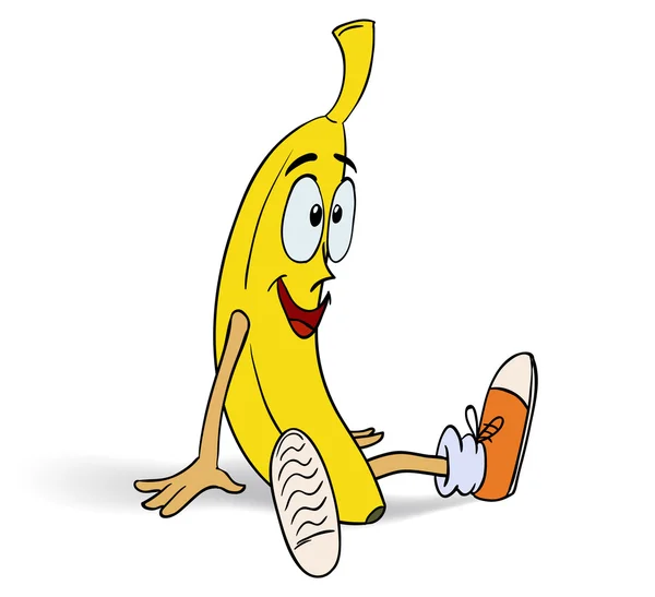 スニーカーに笑みを浮かべて面白いバナナ — ストックベクタ