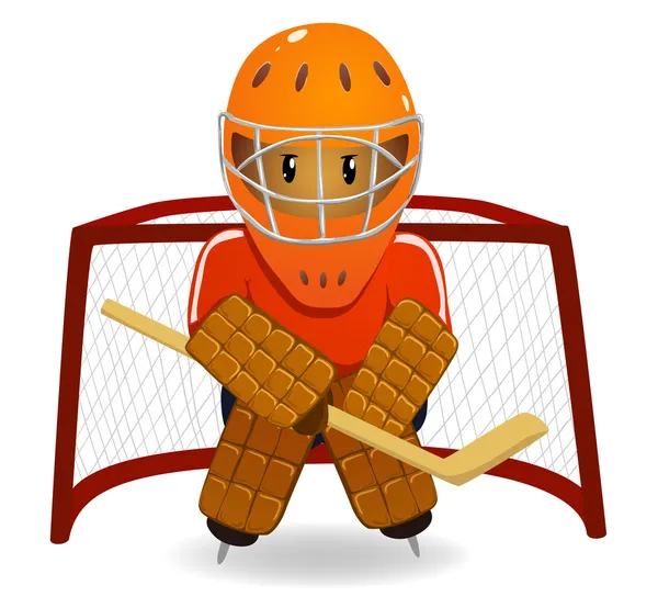 Gardien de but de hockey dessin animé — Image vectorielle