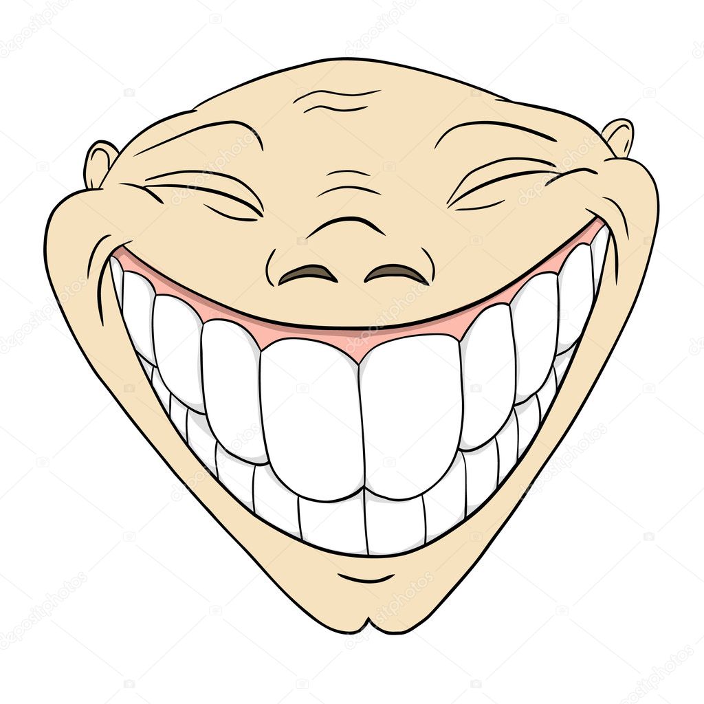 Cartoon grotesque funny face with big toothy smile Stock Vector Image by  ©acidburn #6497185