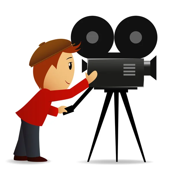 Cartoon Mann mit Filmkamera — Stockvektor