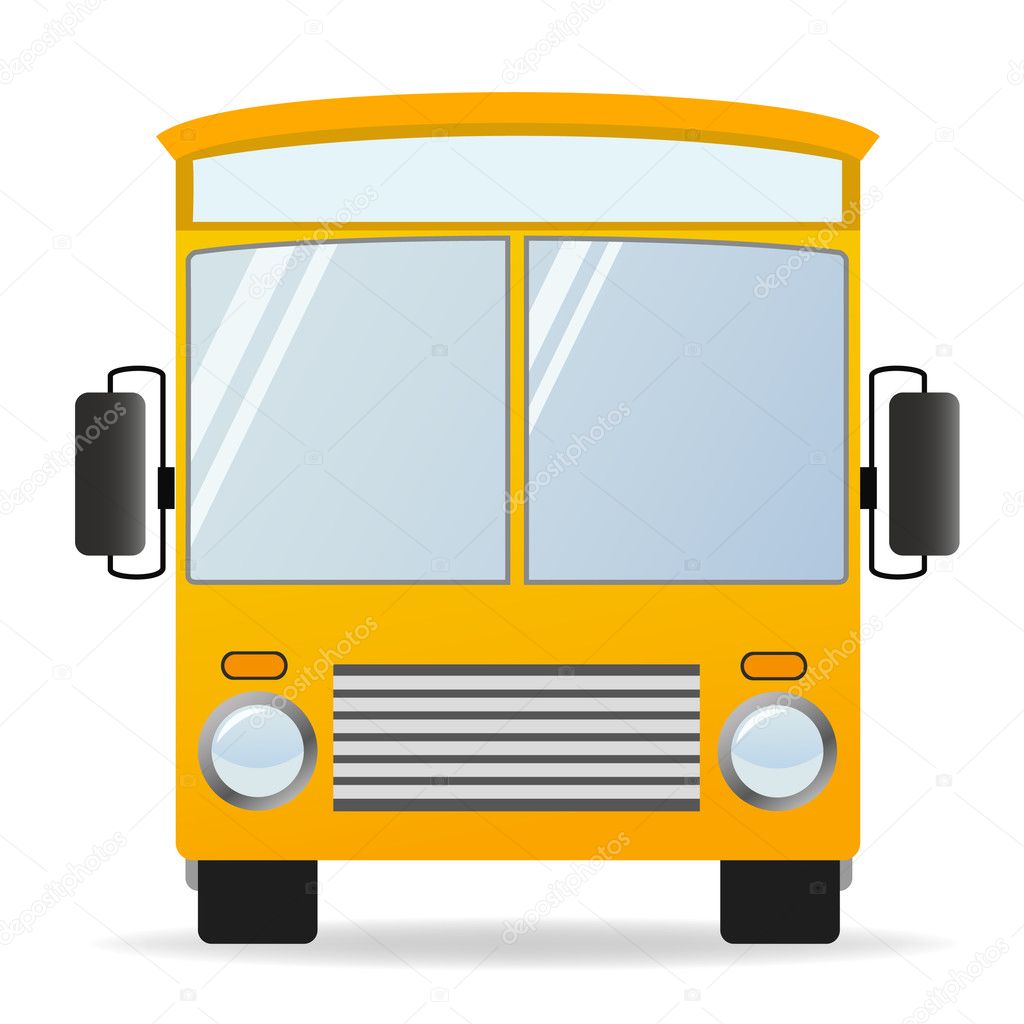 Cartoon yellow bus in front view Stock Illustration by ©acidburn #6737323
