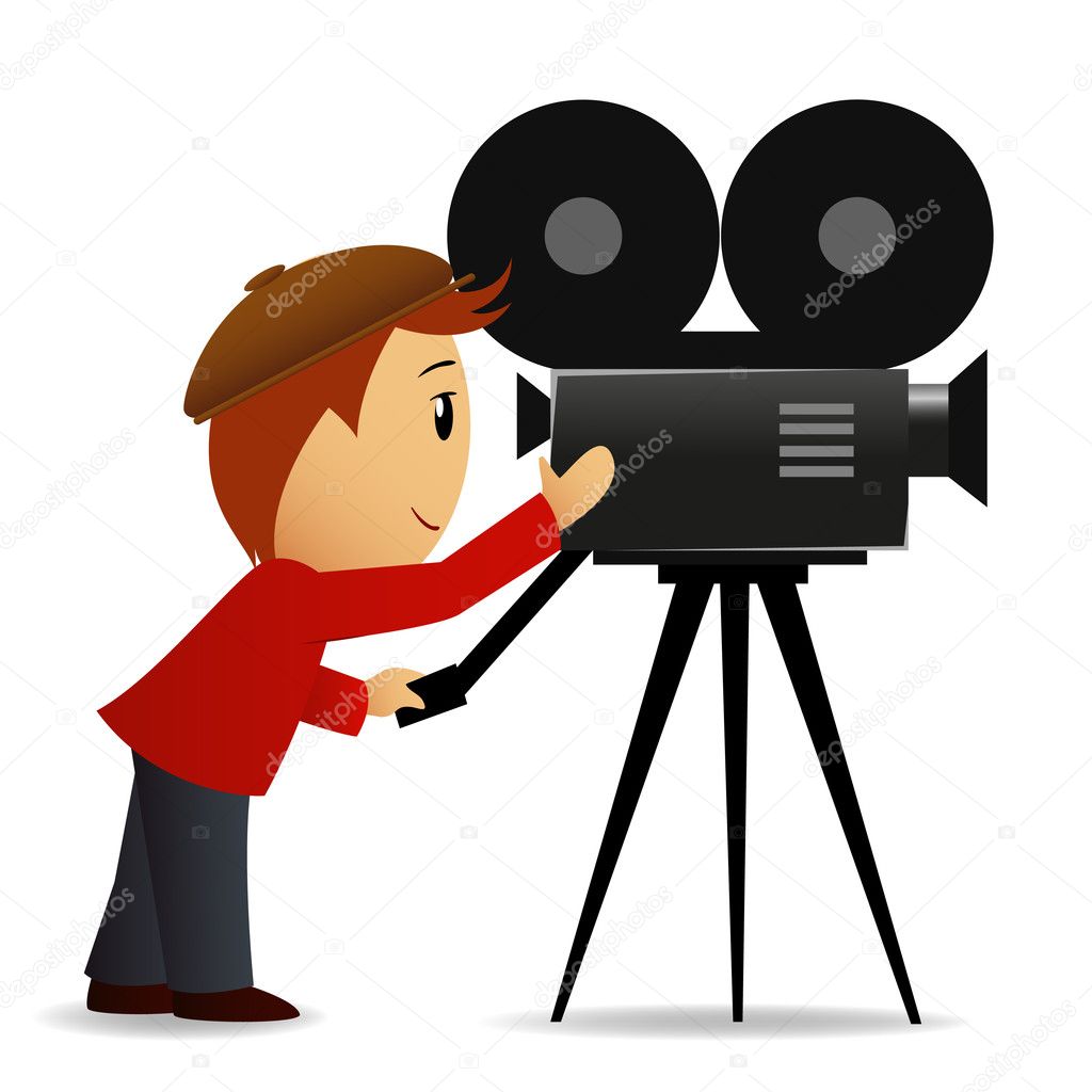 Cartoon man with movie camera — Stock Vector © acidburn #6737465