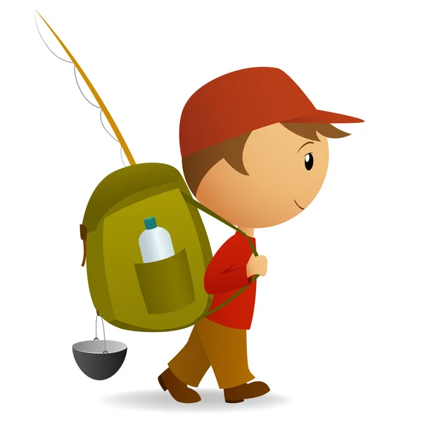 Cartoon voyage homme avec grand sac à dos — Image vectorielle