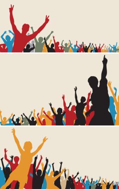 Color crowd silhouettes clipart