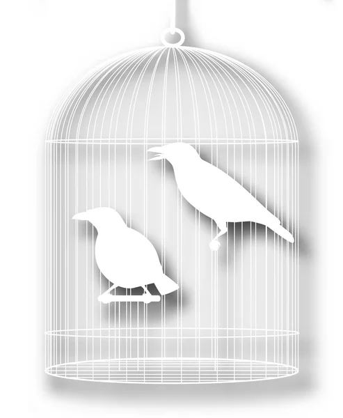 Recorte de aves enjauladas — Vetor de Stock