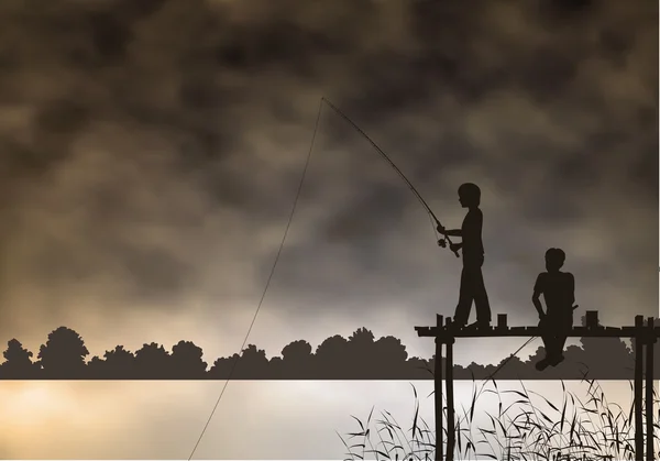 釣りの男の子 — ストックベクタ