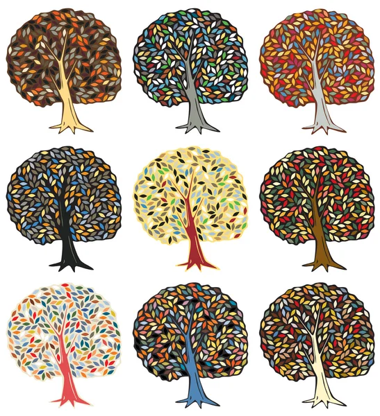Árvores coloridas — Vetor de Stock