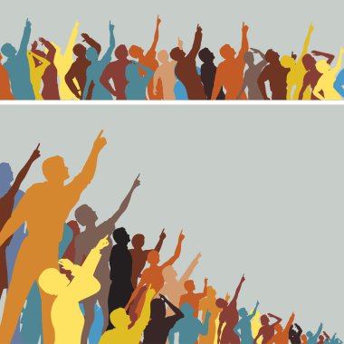 Pointing crowds clipart