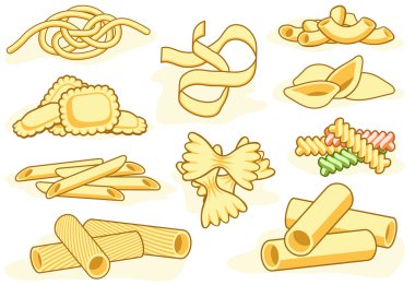 Pasta shape icons clipart