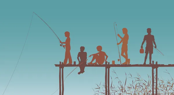 钓鱼的朋友 — 图库矢量图片
