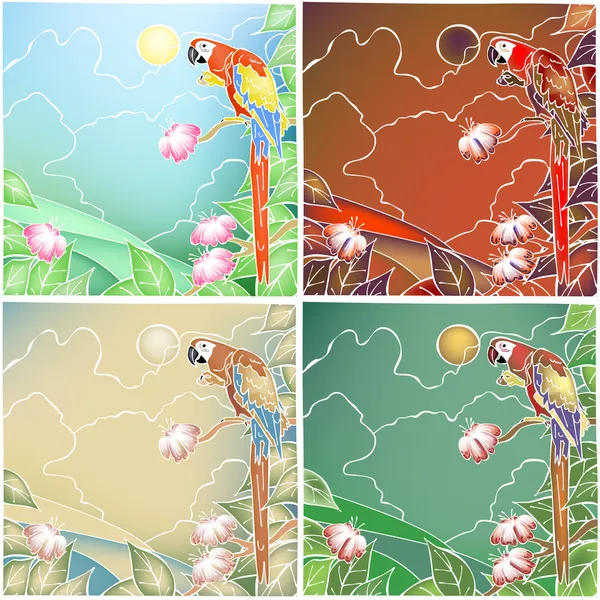 蜡染鹦鹉 — 图库矢量图片