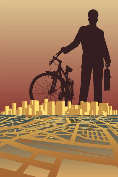 骑自行车的城市 — 图库矢量图片