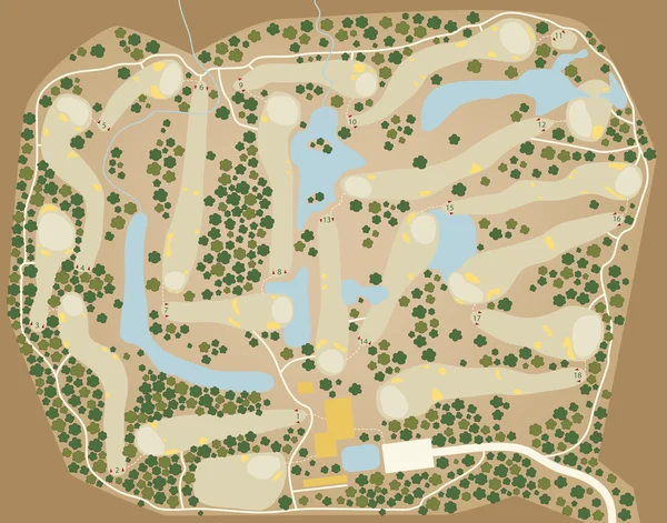Mapa del campo de golf — Vector de stock