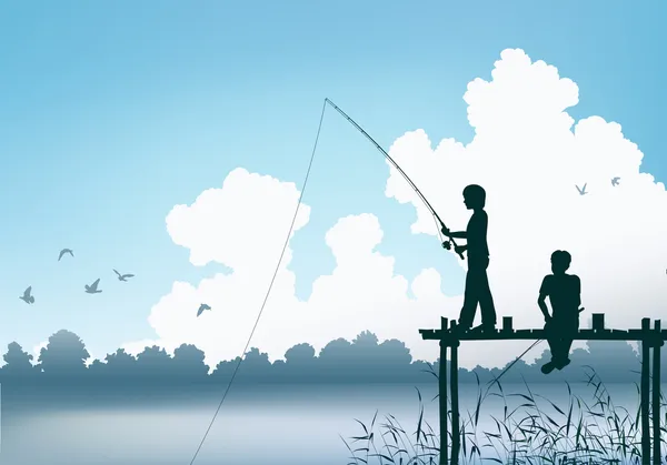 Scène de pêche — Image vectorielle