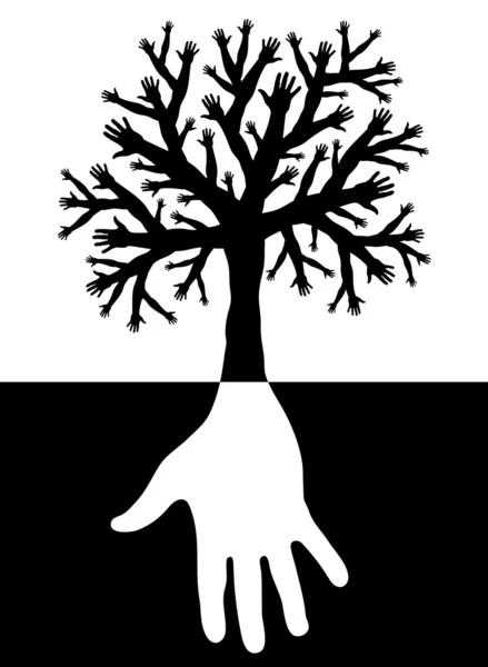 Tree of hands — Stock Vector