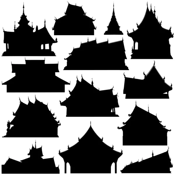 Silhouettes de bâtiment de temple — Image vectorielle
