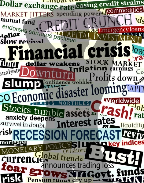 Pénzügyi válság árnyék — Stock Vector