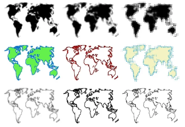 虚线的世界地图 — 图库矢量图片