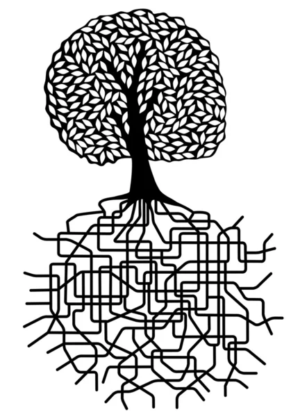 Árbol y raíces — Archivo Imágenes Vectoriales