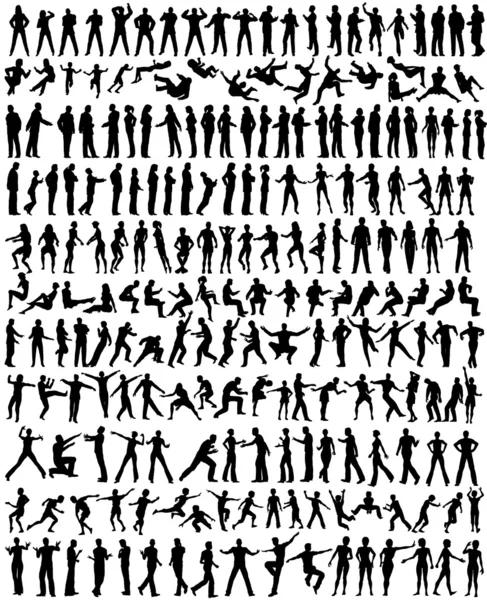 Over 200 detailed editable vector silhouettes — Stock Vector