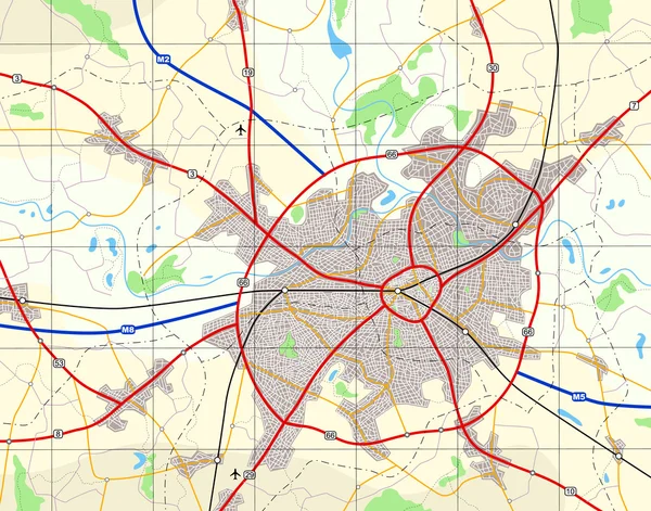 Genel şehir haritası — Stok Vektör