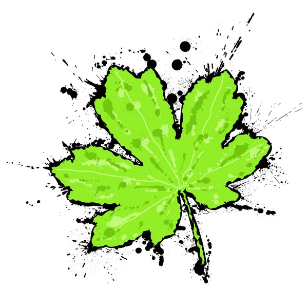 Inked leaf — Stock Vector