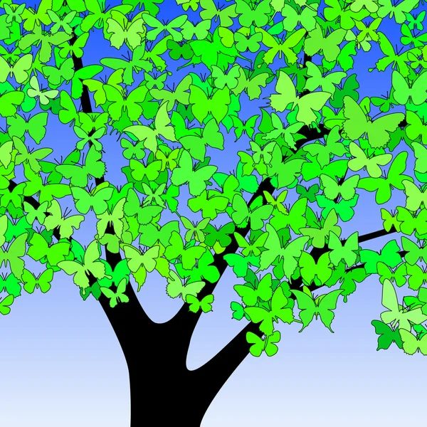 Fjäril träd — Stock vektor