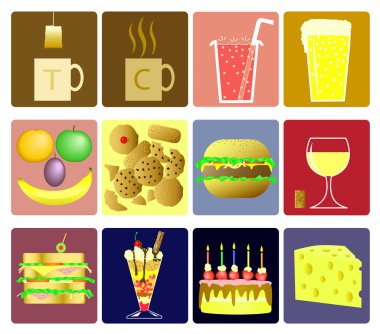 Drink and snack icons clipart